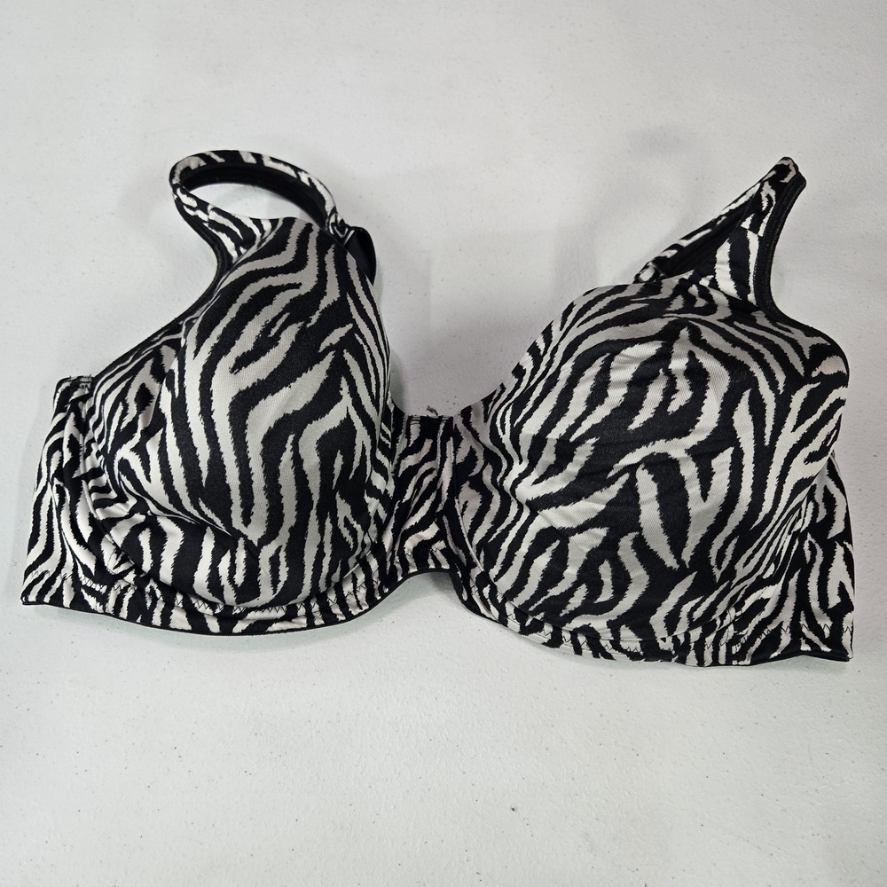 Playtex Women Bra 40DD Black White Animal Zebra Full Coverage Underwired